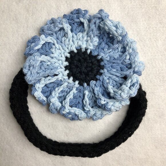 Handmade Crochet Blue Flower Baby Headband - Picture 7 of 8